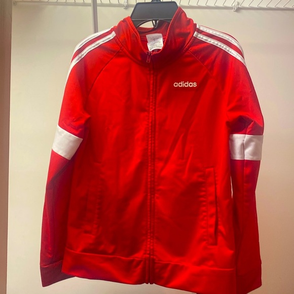 Red adidas tracksuit jacket boys size 10/12 - Picture 1 of 4